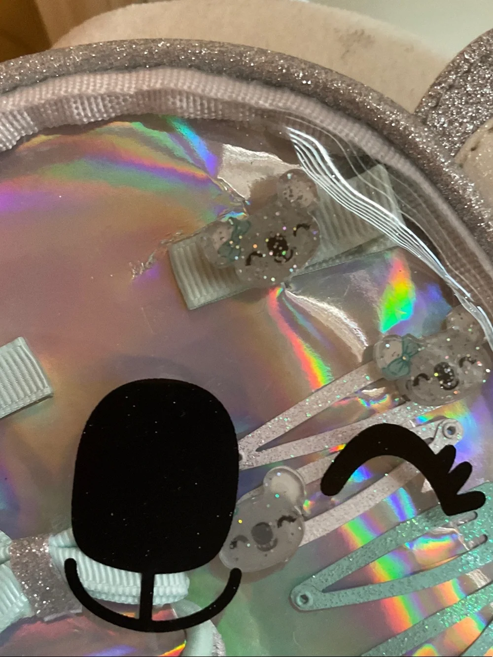 Claire's Iridescent Holographic Kids Hair Accessory Set with Silver Glitter